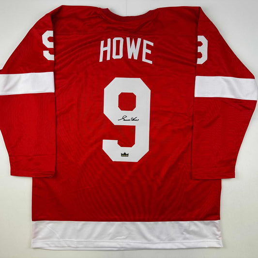 Facsimile Autographed Gordie Howe Detroit Red Reprint Laser Auto Hockey Jersey Size Men's XL