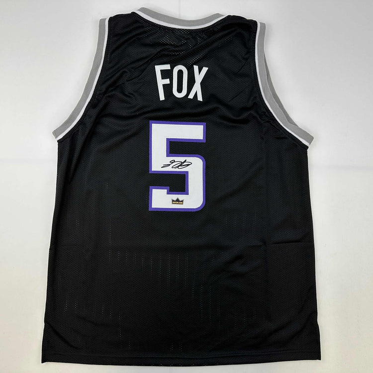 Facsimile Autographed De'Aaron Fox Sacramento Black Reprint Laser Auto Basketball Jersey Size Men's XL