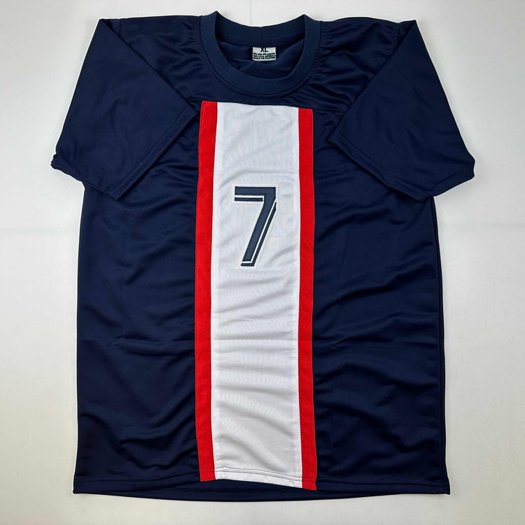 Facsimile Autographed Kylian Mbappe PSG Blue Reprint Laser Auto Soccer Jersey Size Men's XL
