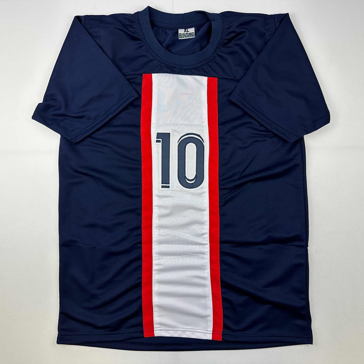 Facsimile Autographed Neymar Jr. PSG Blue Reprint Laser Auto Soccer Jersey Size Men's XL
