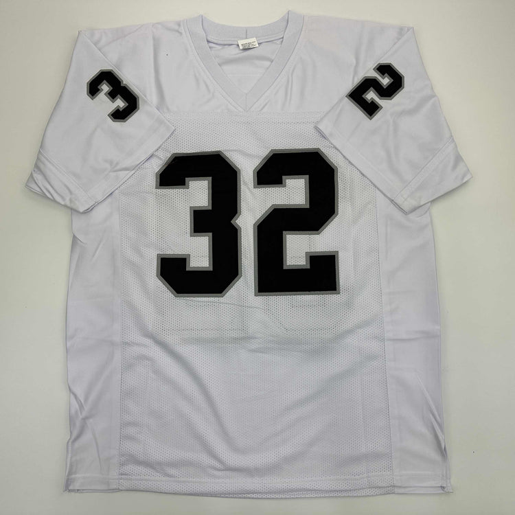 Facsimile Autographed Marcus Allen Oakland Las Vegas White Reprint Laser Auto Football Jersey Size Men's XL