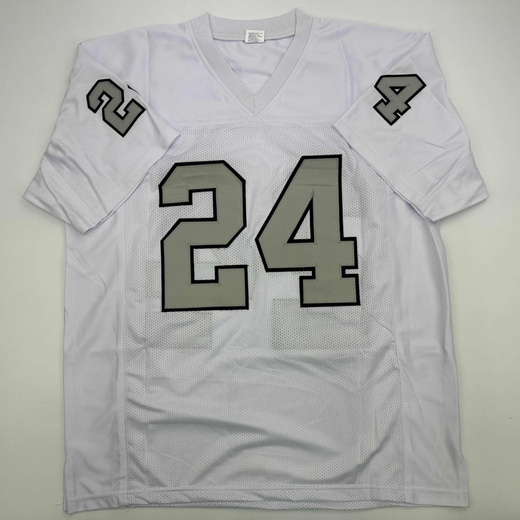 Facsimile Autographed Marshawn Lynch Oakland Las Vegas Color Rush Reprint Laser Auto Football Jersey Size Men's XL