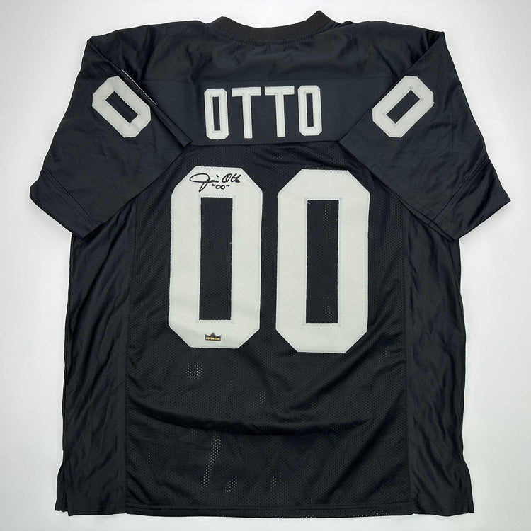 Facsimile Autographed Jim Otto Oakland Las Vegas Black Reprint Laser Auto Football Jersey Size Men's XL