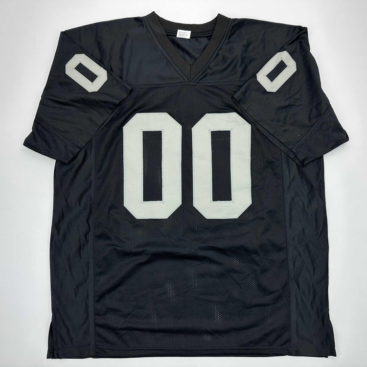Facsimile Autographed Jim Otto Oakland Las Vegas Black Reprint Laser Auto Football Jersey Size Men's XL