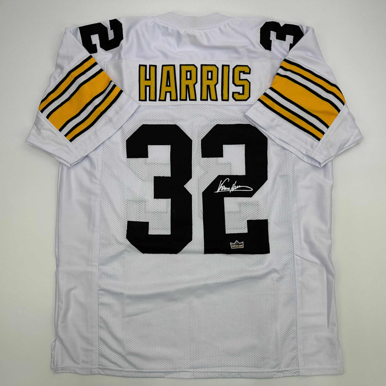 Facsimile Autographed Franco Harris Pittsburgh White Reprint Laser Auto Football Jersey Size Men's XL