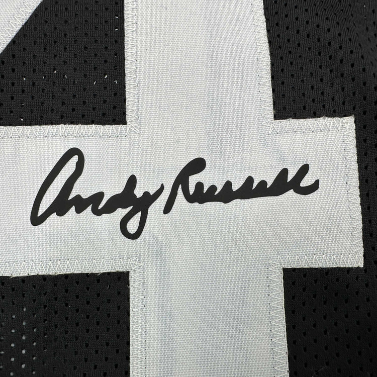 Facsimile Autographed Andy Russell Pittsburgh Black Reprint Laser Auto Football Jersey Size Men's XL