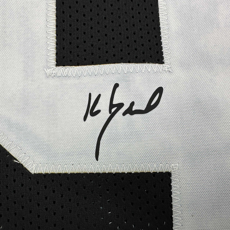 Framed Facsimile Autographed Kevin Greene 35x39 Pittsburgh Black Reprint Laser Auto Football Jersey