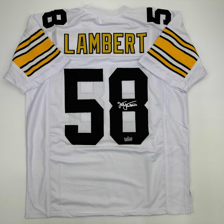 Facsimile Autographed Jack Lambert Pittsburgh White Reprint Laser Auto Football Jersey Size Men's XL