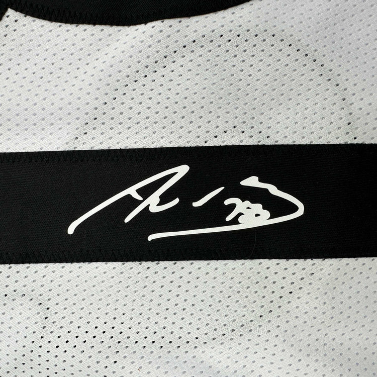 Framed Facsimile Autographed Alejandro Villanueva 35x39 Pittsburgh White Reprint Laser Auto Football Jersey