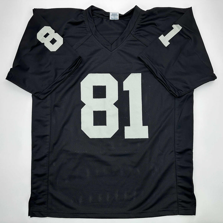 Facsimile Autographed Tim Brown Oakland Las Vegas Black Reprint Laser Auto Football Jersey Size Men's XL