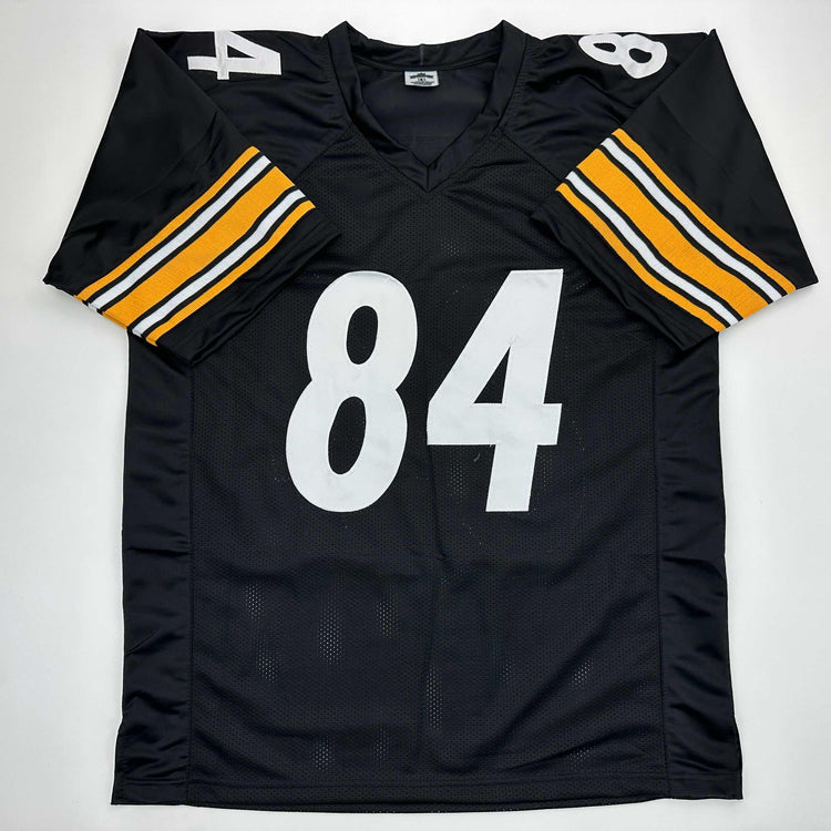 Facsimile Autographed Antonio Brown Pittsburgh Black Reprint Laser Auto Football Jersey Size Men's XL
