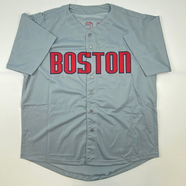 Autographed/Signed Carlton Fisk Boston Grey Baseball Jersey JSA COA