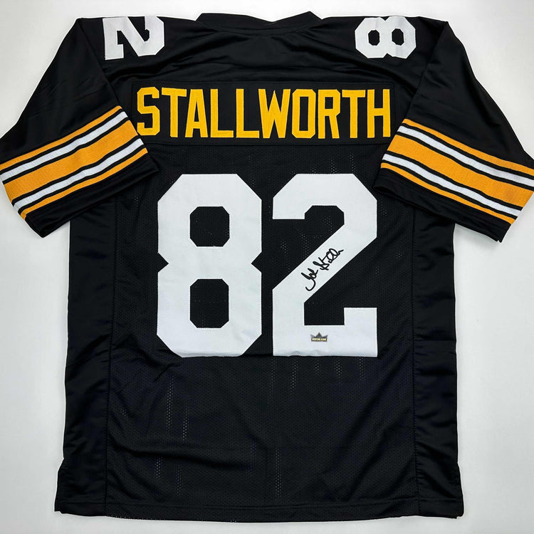Facsimile Autographed John Stallworth Pittsburgh Black Reprint Laser Auto Football Jersey Size Men's XL