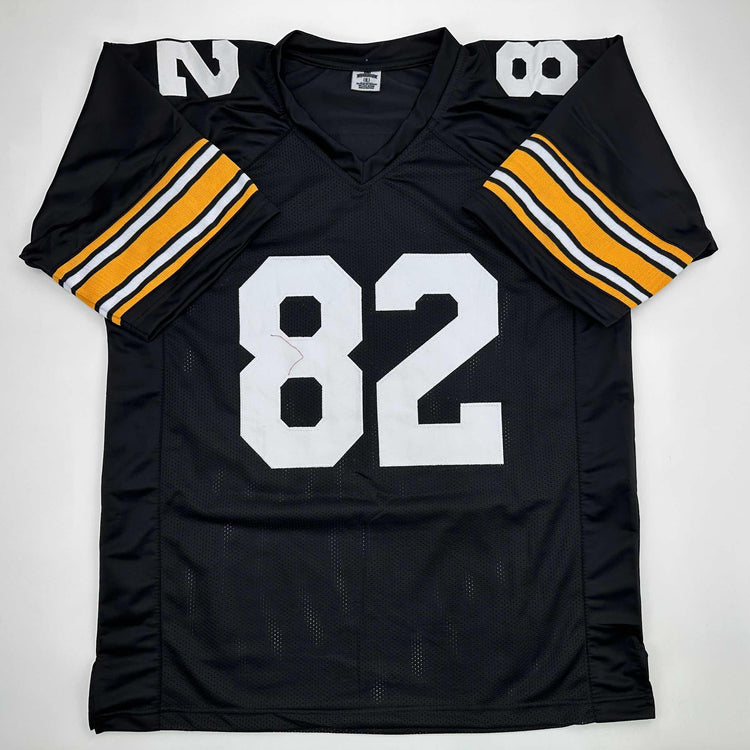 Facsimile Autographed John Stallworth Pittsburgh Black Reprint Laser Auto Football Jersey Size Men's XL