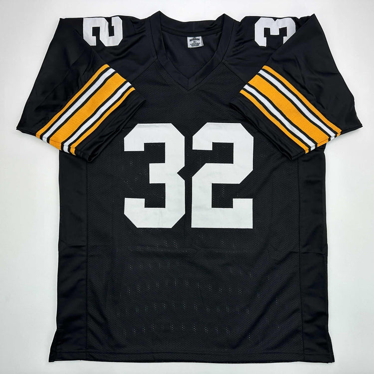 Facsimile Autographed Franco Harris Pittsburgh Black Reprint Laser Auto Football Jersey Size Men's XL