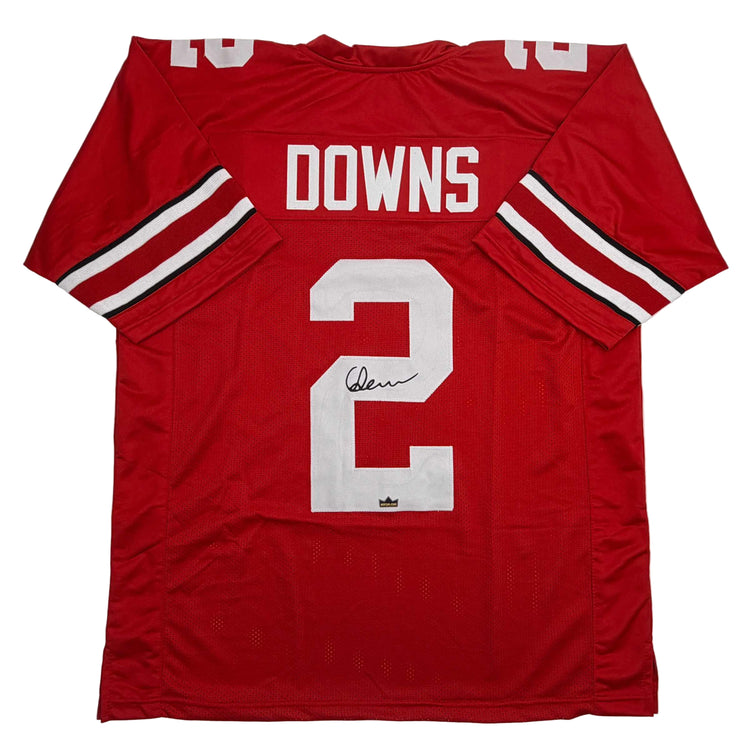 Facsimile Autographed Caleb Downs Ohio State Red Reprint Laser Auto College Football Jersey Size Men's XL