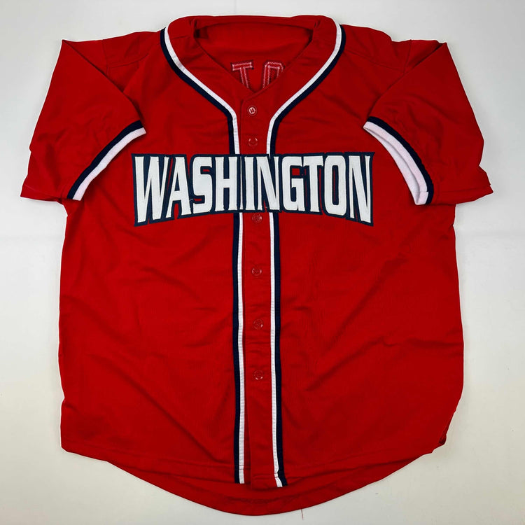 Facsimile Autographed Juan Soto Washington Red Reprint Laser Auto Baseball Jersey Size Men's XL