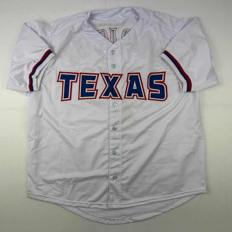 Facsimile Autographed Ivan Rodriguez Pudge Texas White Reprint Laser Auto Baseball Jersey Size Men's XL
