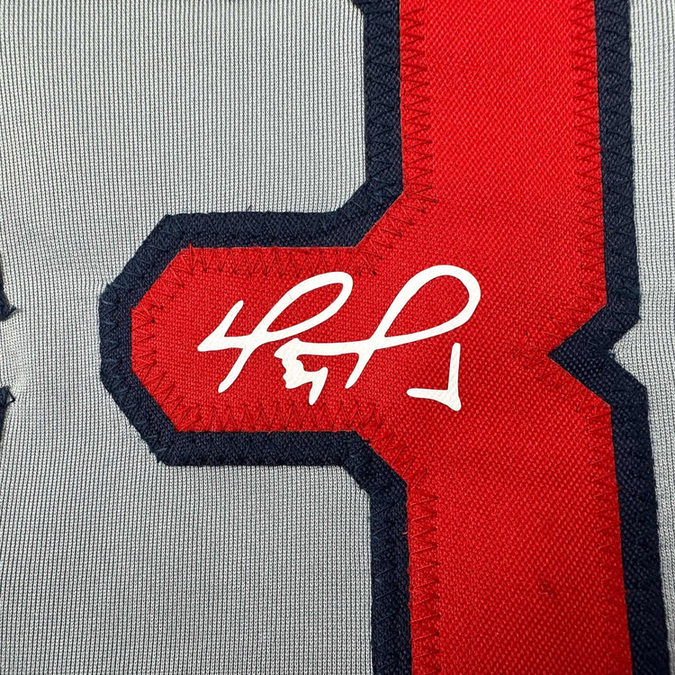 Facsimile Autographed David Ortiz Boston Grey Reprint Laser Auto Baseball Jersey Size Men's XL