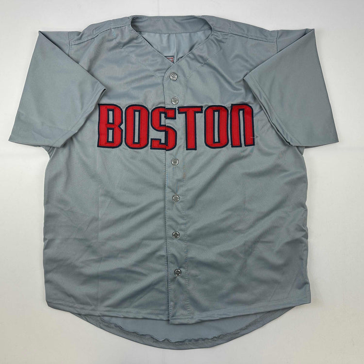 Facsimile Autographed David Ortiz Boston Grey Reprint Laser Auto Baseball Jersey Size Men's XL