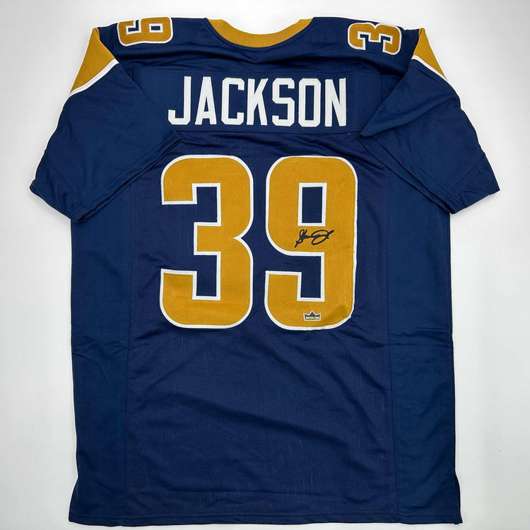 Facsimile Autographed Steven Jackson St. Louis Navy Blue Reprint Laser Auto Football Jersey Size Men's XL