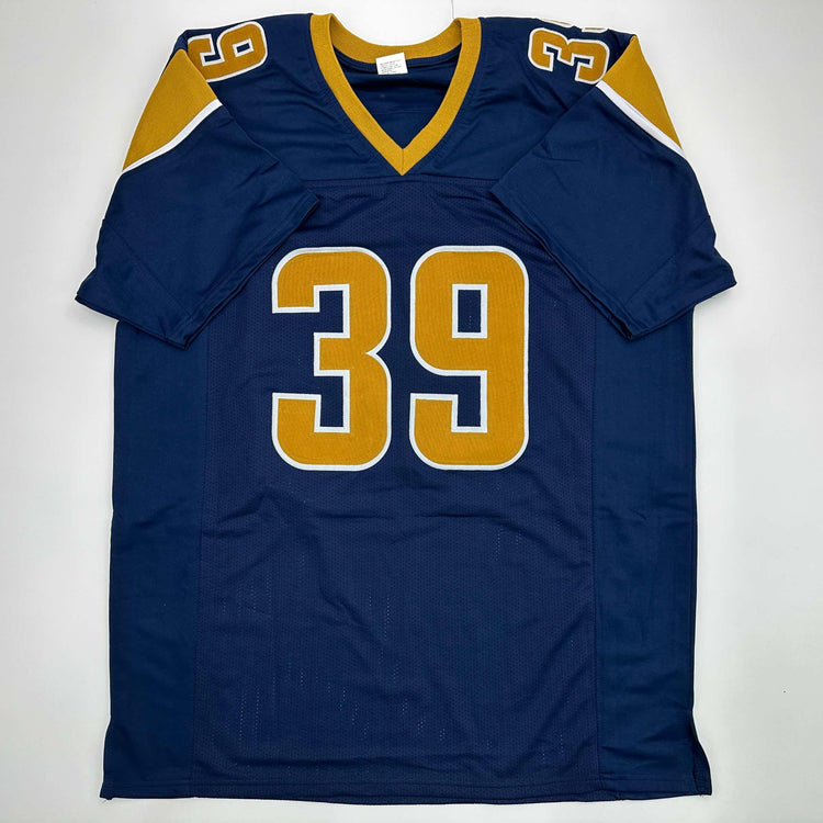 Facsimile Autographed Steven Jackson St. Louis Navy Blue Reprint Laser Auto Football Jersey Size Men's XL