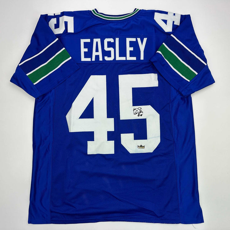 Facsimile Autographed Kenny Easley Seattle Blue Reprint Laser Auto Football Jersey Size Men's XL