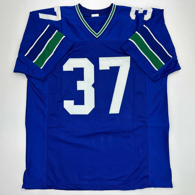 Facsimile Autographed Shaun Alexander Seattle Blue Reprint Laser Auto Football Jersey Size Men's XL