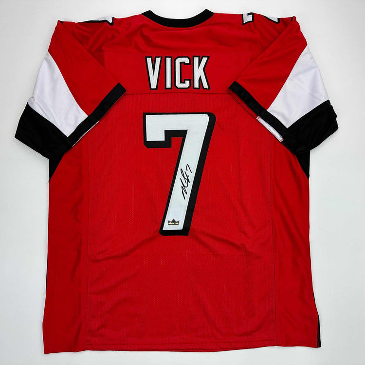 Facsimile Autographed Michael Mike Vick Atlanta Red Reprint Laser Auto Football Jersey Size Men's XL