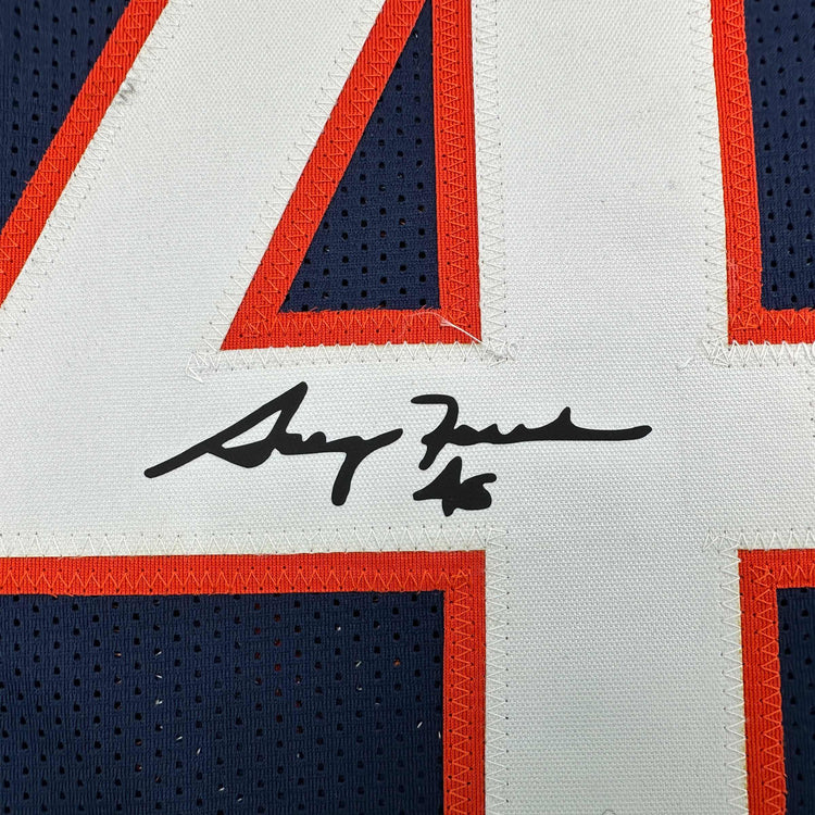 Framed Facsimile Autographed Gary Fencik 35x39 Chicago Blue Reprint Laser Auto Football Jersey
