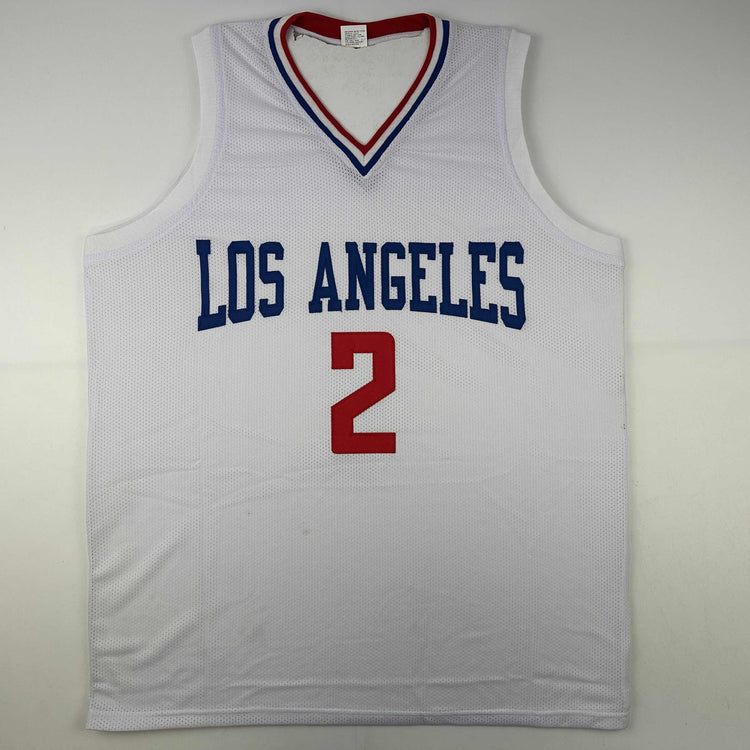 Facsimile Autographed Kawhi Leonard Los Angeles LA White Reprint Laser Auto Basketball Jersey Size Men's XL