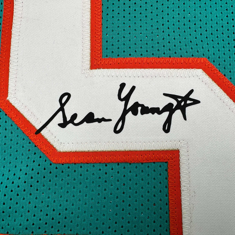 Facsimile Autographed Sean Young Ray Finkle Ace Ventura Miami Teal Reprint Laser Auto Football Jersey Size Men's XL