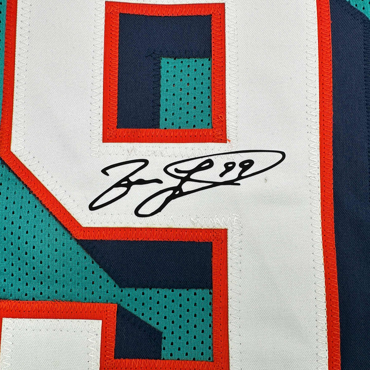 Facsimile Autographed Jason Taylor Miami Teal Reprint Laser Auto Football Jersey Size Men's XL