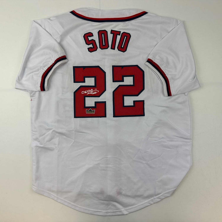 Facsimile Autographed Juan Soto Washington White Reprint Laser Auto Baseball Jersey Size Men's XL