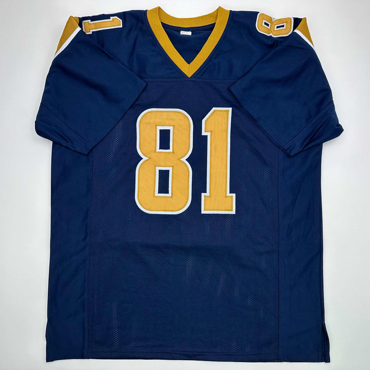 Facsimile Autographed Torry Holt St. Louis Navy Blue Reprint Laser Auto Football Jersey Size Men's XL