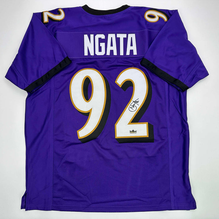 Facsimile Autographed Haloti Ngata Baltimore Purple Reprint Laser Auto Football Jersey Size Men's XL
