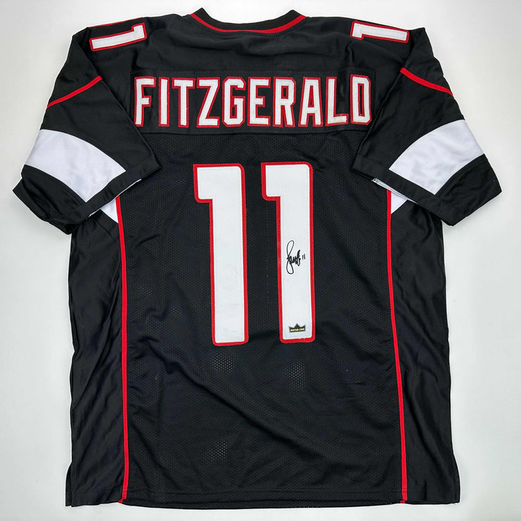 Facsimile Autographed Larry Fitzgerald Arizona Black Reprint Laser Auto Football Jersey Size Men's XL