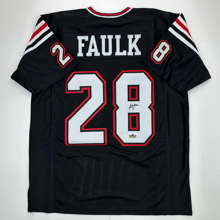 Facsimile Autographed Marshall Faulk San Diego State Black Reprint Laser Auto College Football Jersey Size Men's XL