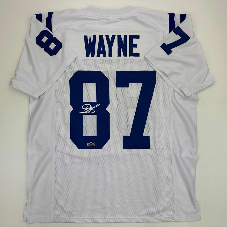 Facsimile Autographed Reggie Wayne Indianapolis White Reprint Laser Auto Football Jersey Size Men's XL