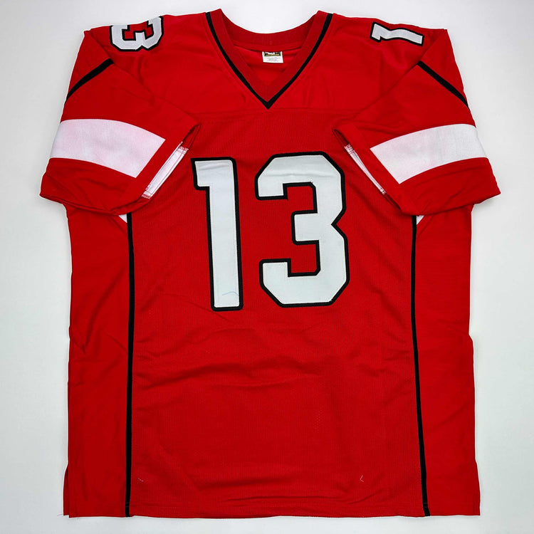 Facsimile Autographed Kurt Warner Arizona Red Reprint Laser Auto Football Jersey Size Men's XL