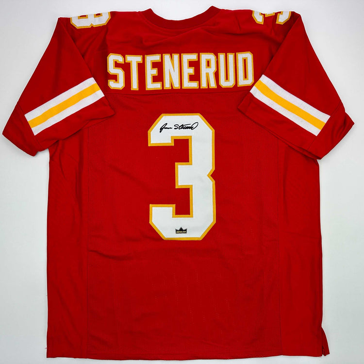 Facsimile Autographed Jan Stenerud Kansas City Red Reprint Laser Auto Football Jersey Size Men's XL