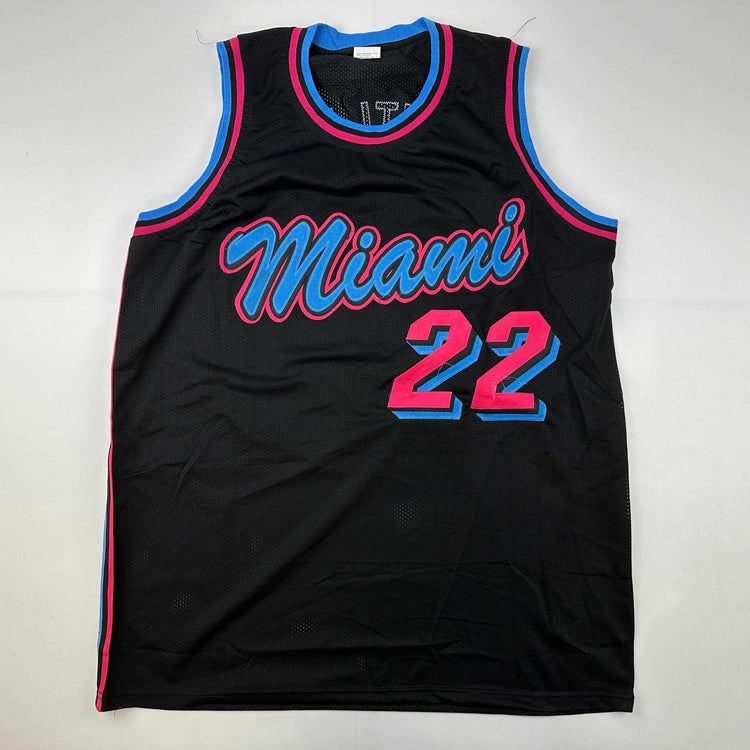 Facsimile Autographed Jimmy Butler Miami Black Vice City Reprint Laser Auto Basketball Jersey Size Men's XL