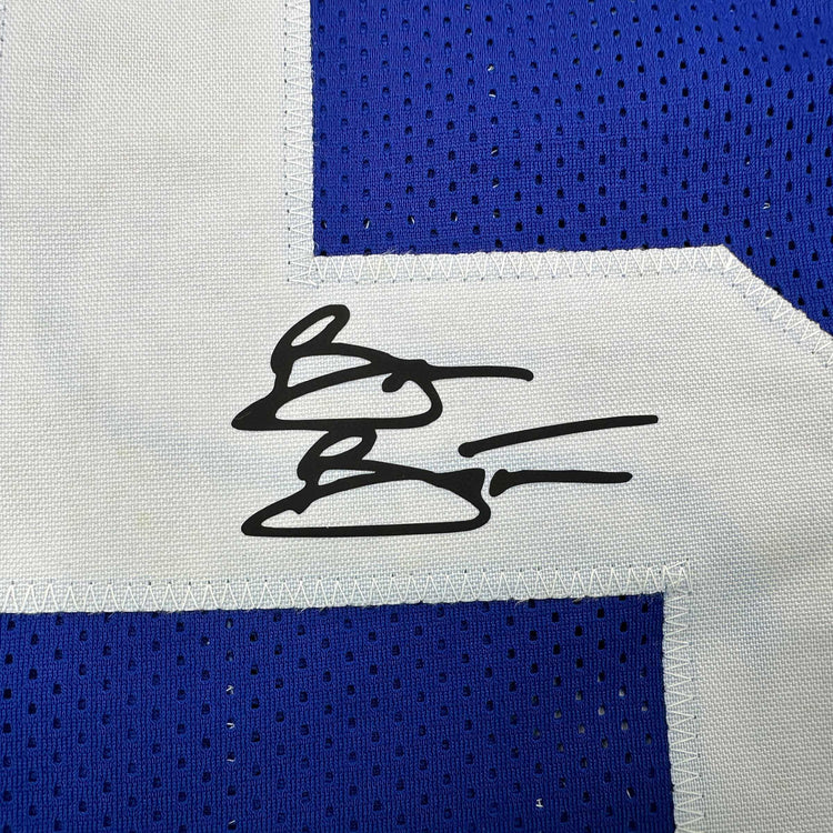 Facsimile Autographed Brian Bosworth Seattle Blue Reprint Laser Auto Football Jersey Size Men's XL