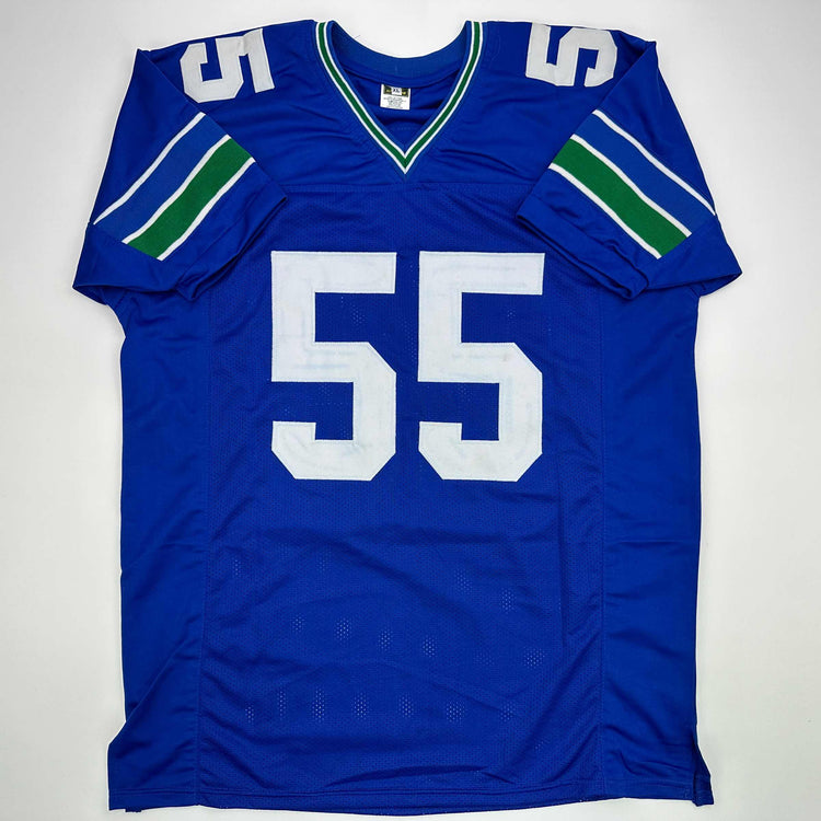Facsimile Autographed Brian Bosworth Seattle Blue Reprint Laser Auto Football Jersey Size Men's XL
