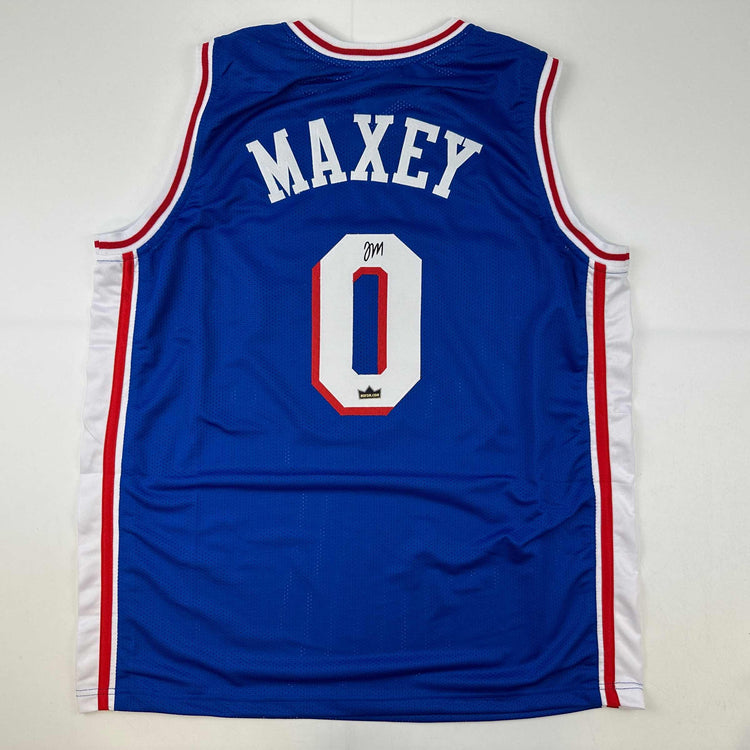 Facsimile Autographed Tyrese Maxey Philadelphia Blue Reprint Laser Auto Basketball Jersey Size Men's XL
