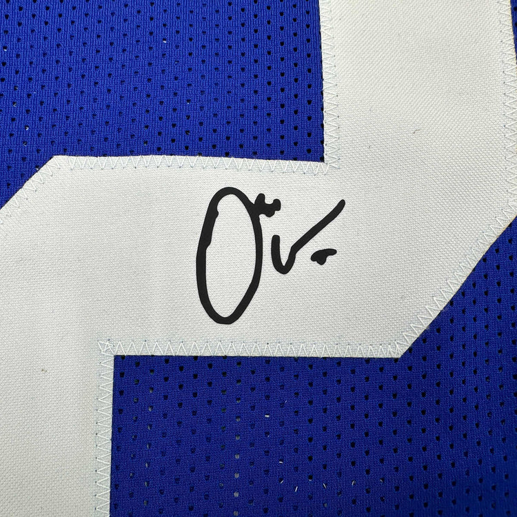 Facsimile Autographed Osi Umenyiora New York Blue Reprint Laser Auto Football Jersey Size Men's XL