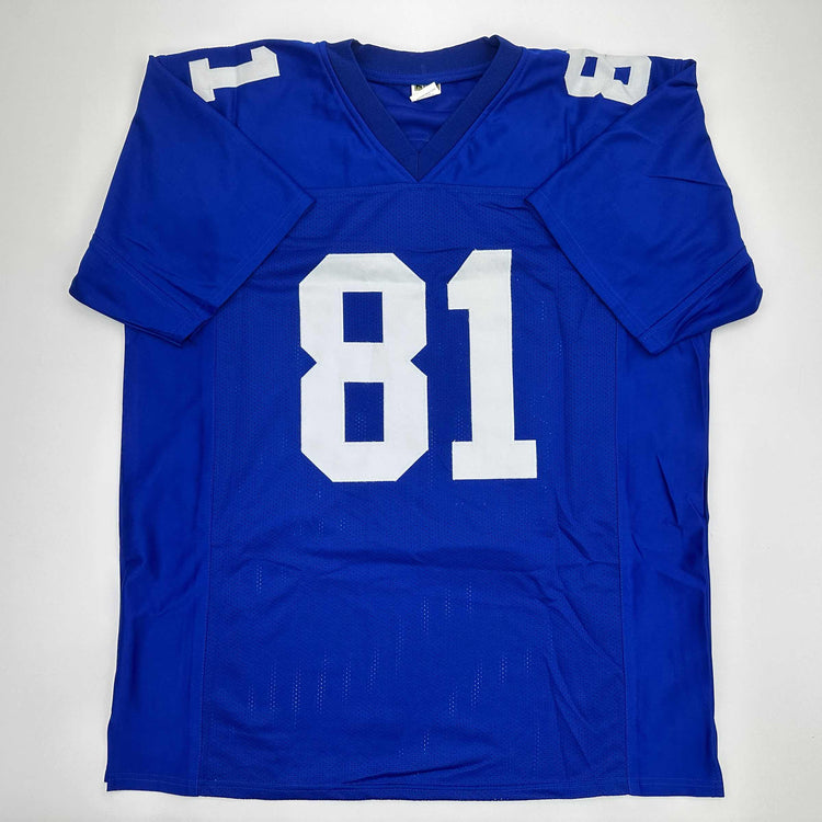 Facsimile Autographed Amani Toomer New York Blue Reprint Laser Auto Football Jersey Size Men's XL