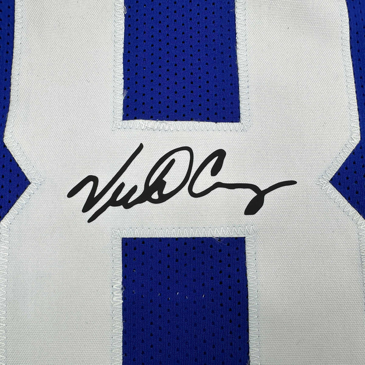 Facsimile Autographed Victor Cruz New York Blue Reprint Laser Auto Football Jersey Size Men's XL