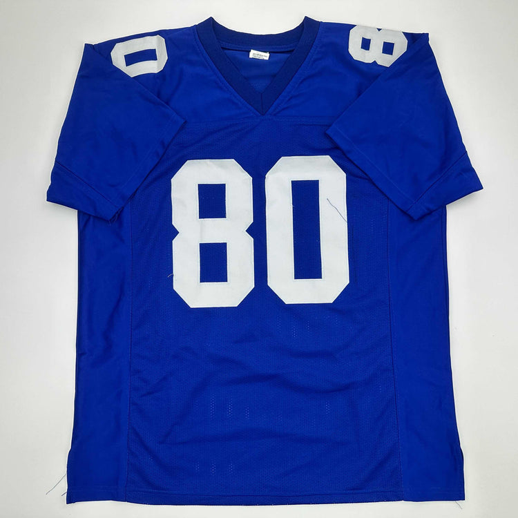 Facsimile Autographed Victor Cruz New York Blue Reprint Laser Auto Football Jersey Size Men's XL