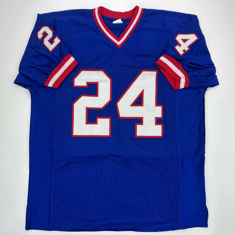 Facsimile Autographed Ottis Anderson New York Blue Reprint Laser Auto Football Jersey Size Men's XL